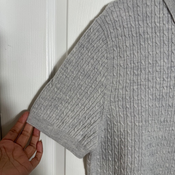 Christian Lacroix Gray Merino Wool Polo Sweater LG Knit Short Sleeve Designer - Picture 4 of 7